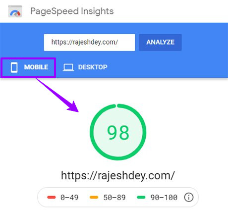PageSpeed score for mobile after customization